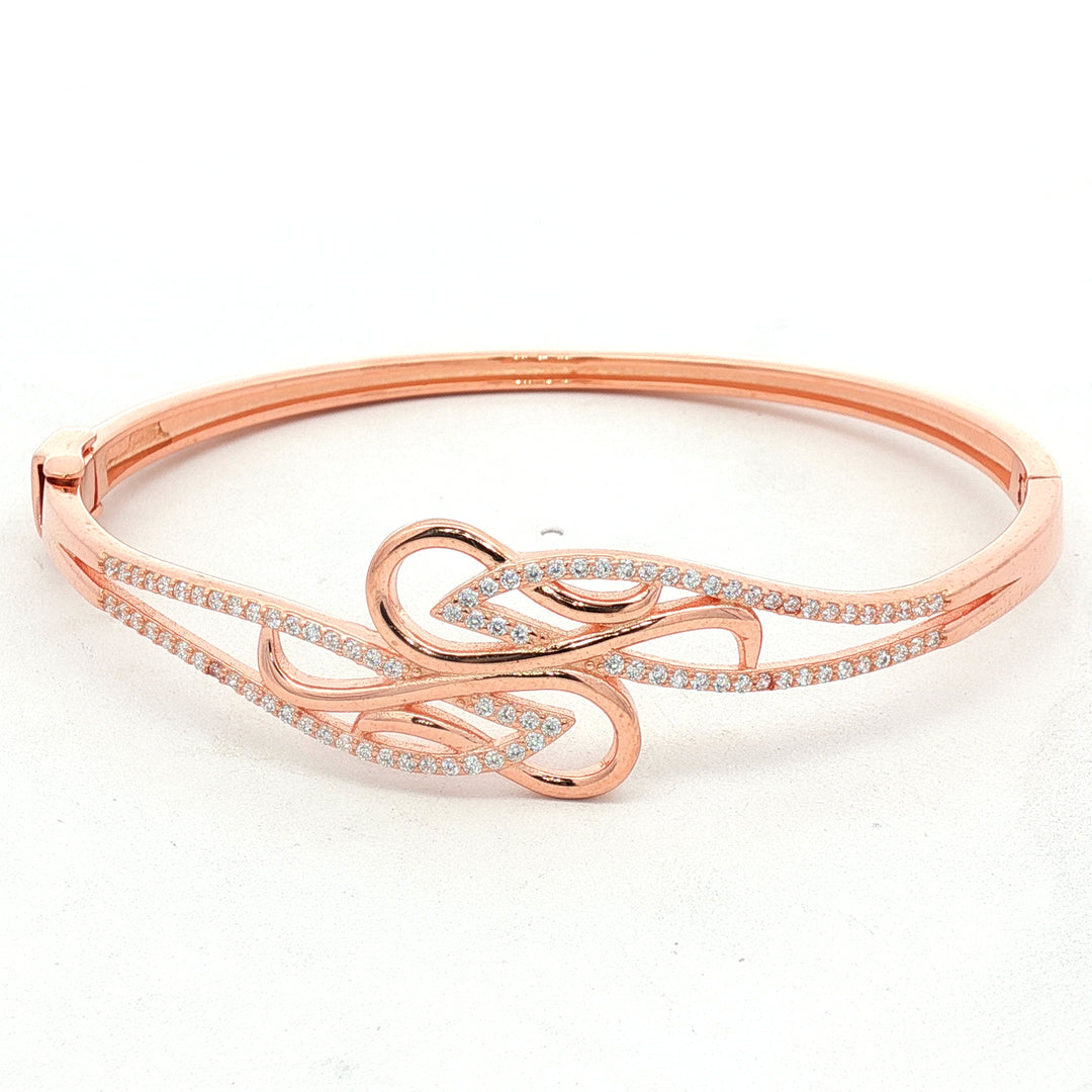 925 Sterling Silver CZ Infinity Twist Kada Bracelet