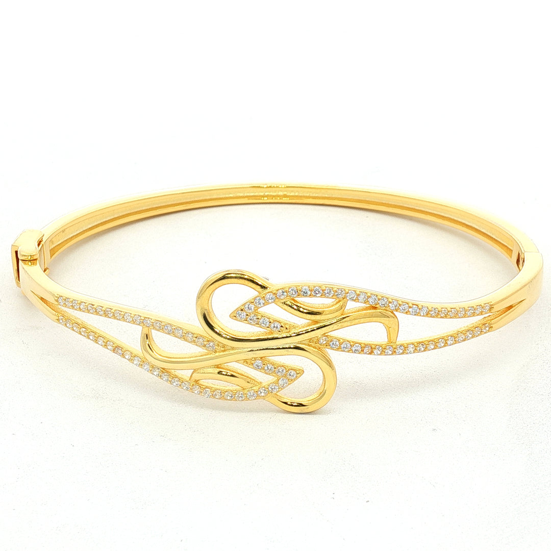 925 Sterling Silver CZ Infinity Twist Kada Bracelet