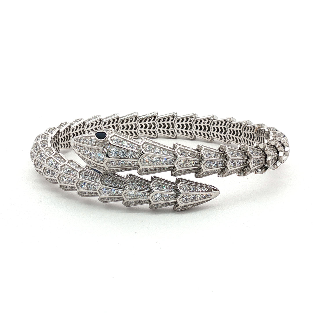 Designer 925 Sterling Silver Women’s Bracelet with Shimmering Stones