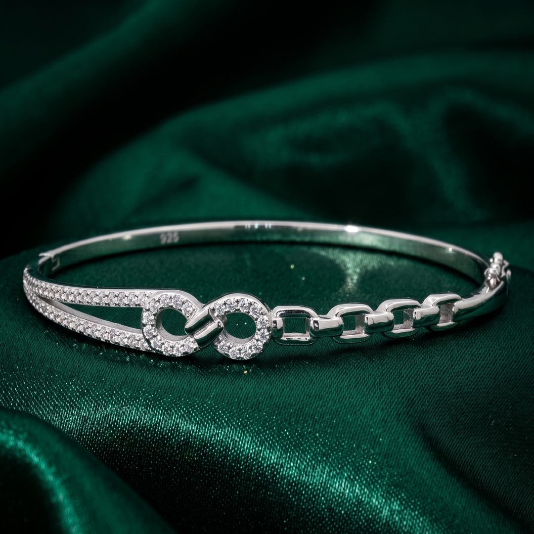 Elegant Infinity 925 Sterling Silver Bracelet for Women