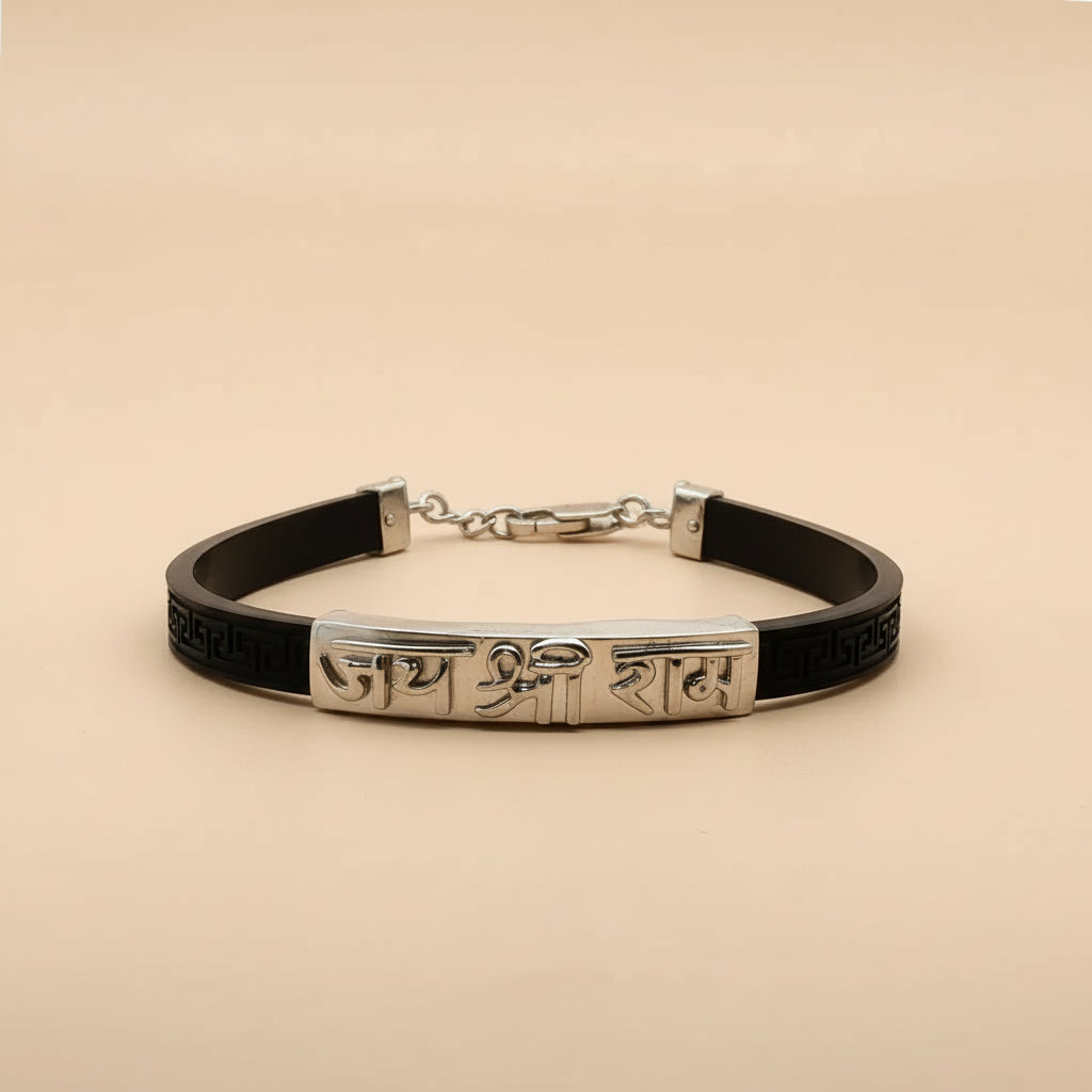 925 Sterling Silver Jai Shree Ram Belt Men's Bracelet