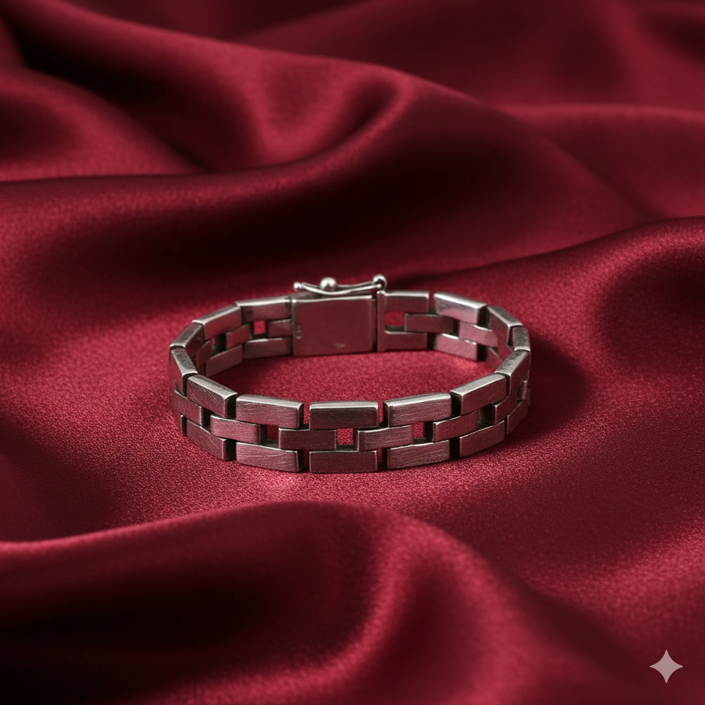 925 Sterling Silver Pantera Type Link Men's Bracelet