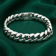 925 Sterling Silver Cuban Link Bracelet Bold Heavy Chain Design
