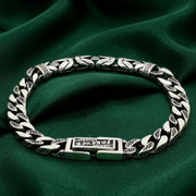 925 Sterling Silver Tattoo Inspired Chain Bracelet for Men