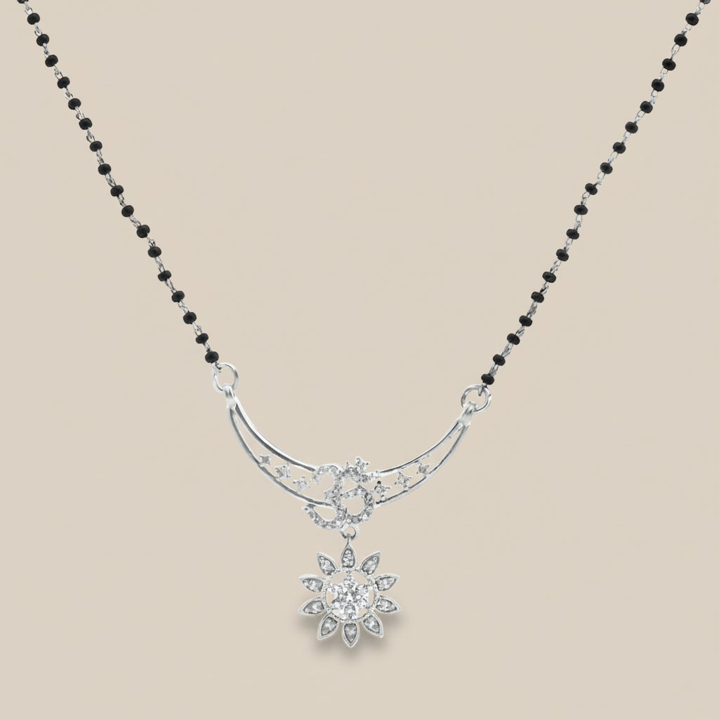 Flower Mangalsutra in 925 Sterling Silver Rhodium Plated 17 inches