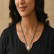 Raga Pear Shape Mangalsutra in 925 Sterling Silver Rhodium Plated 17 inches