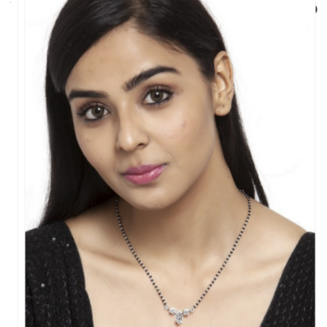 Mangalsutra in 925 Sterling Silver Rhodium Plated 17 inches