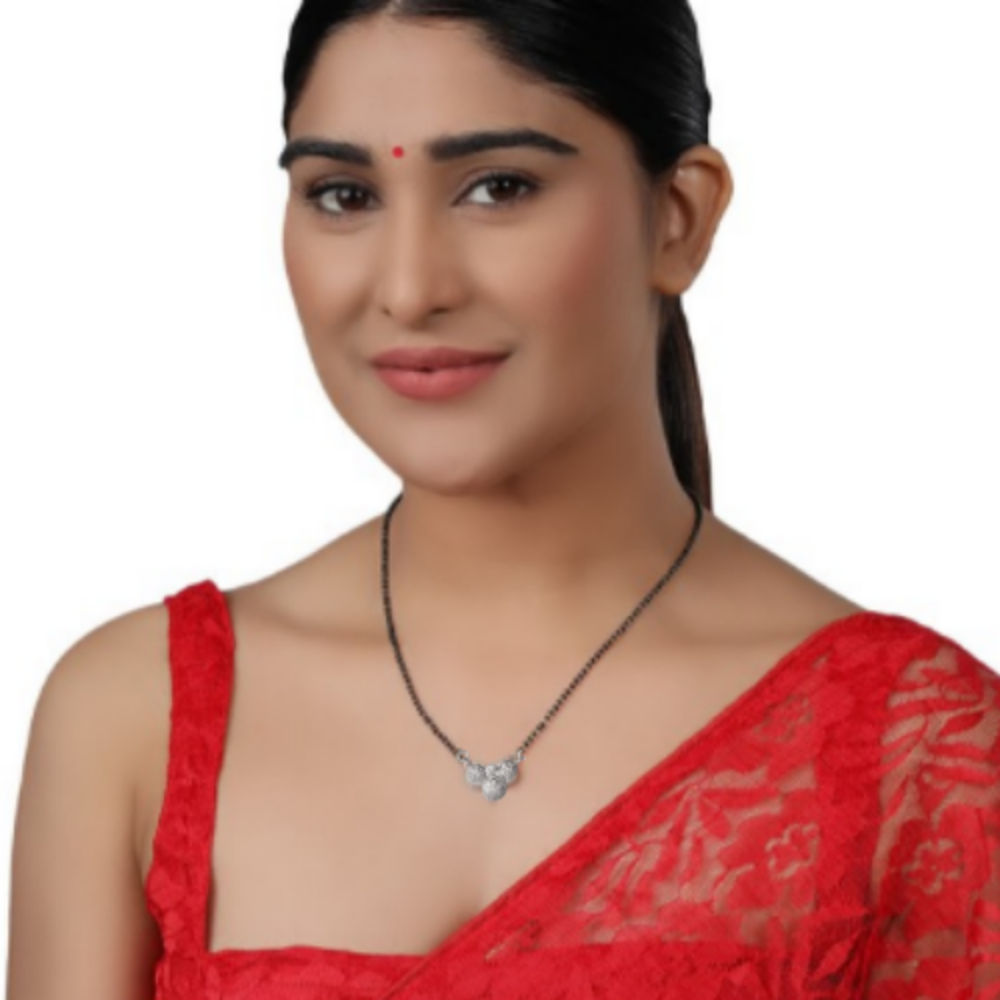 Mridula Mangalsutra in 925 Sterling Silver Rhodium Plated 17 inches