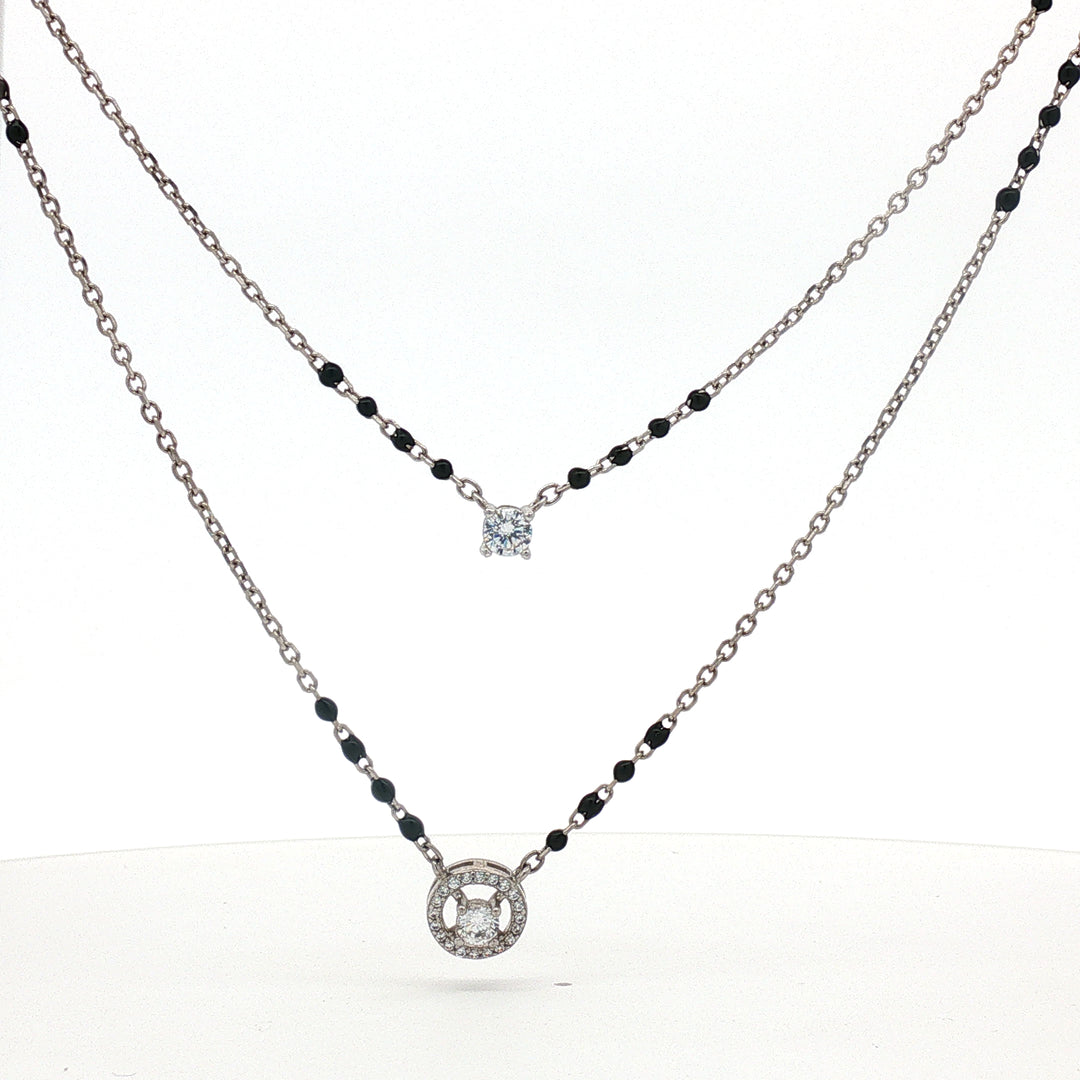 Elegant 925 Silver Antique double layey Star Diamond Mangalsutra