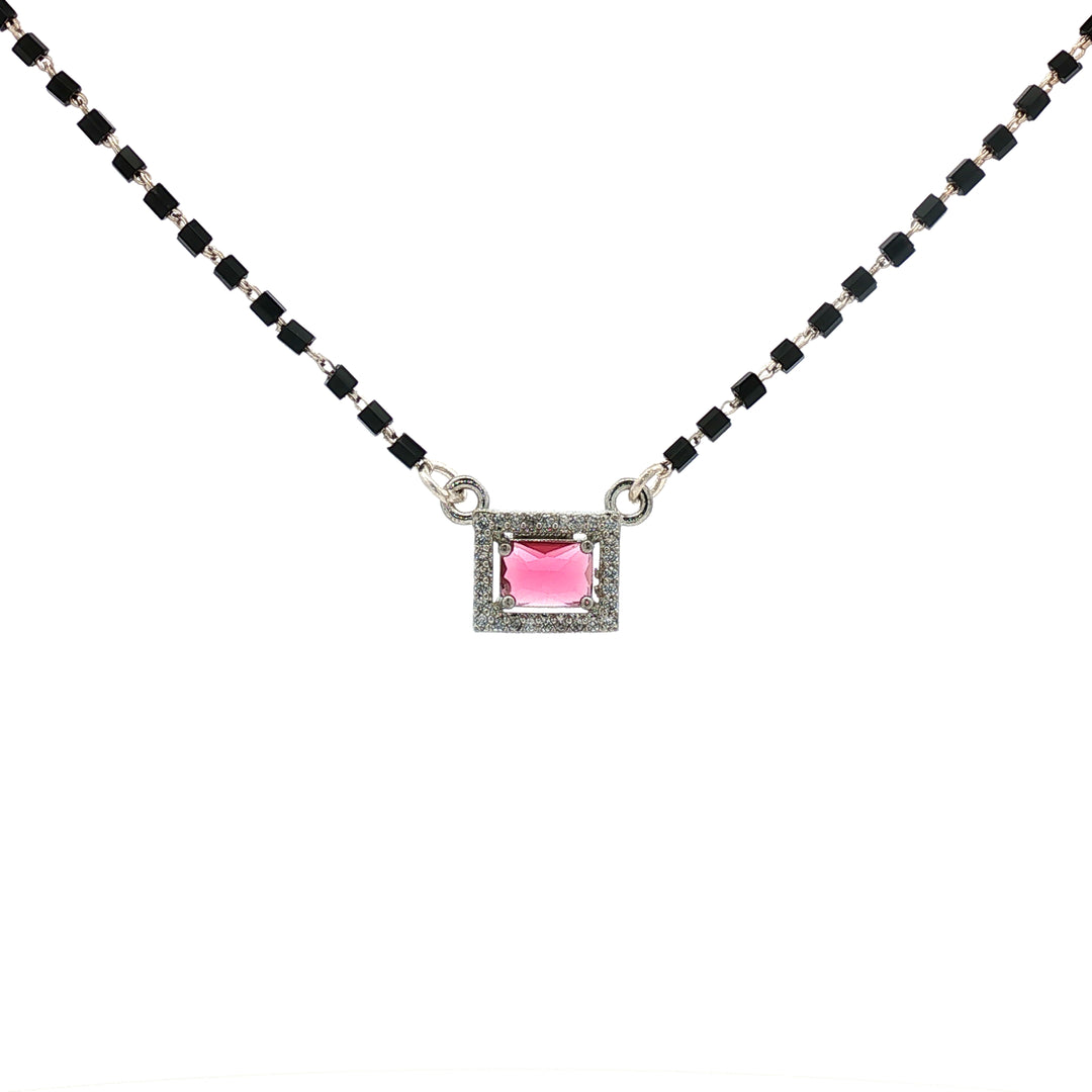 Premium 925 Silver Pink Princess Style Diamond Mangalsutra