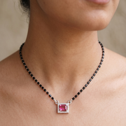 Premium 925 Silver Pink Princess Style Diamond Mangalsutra