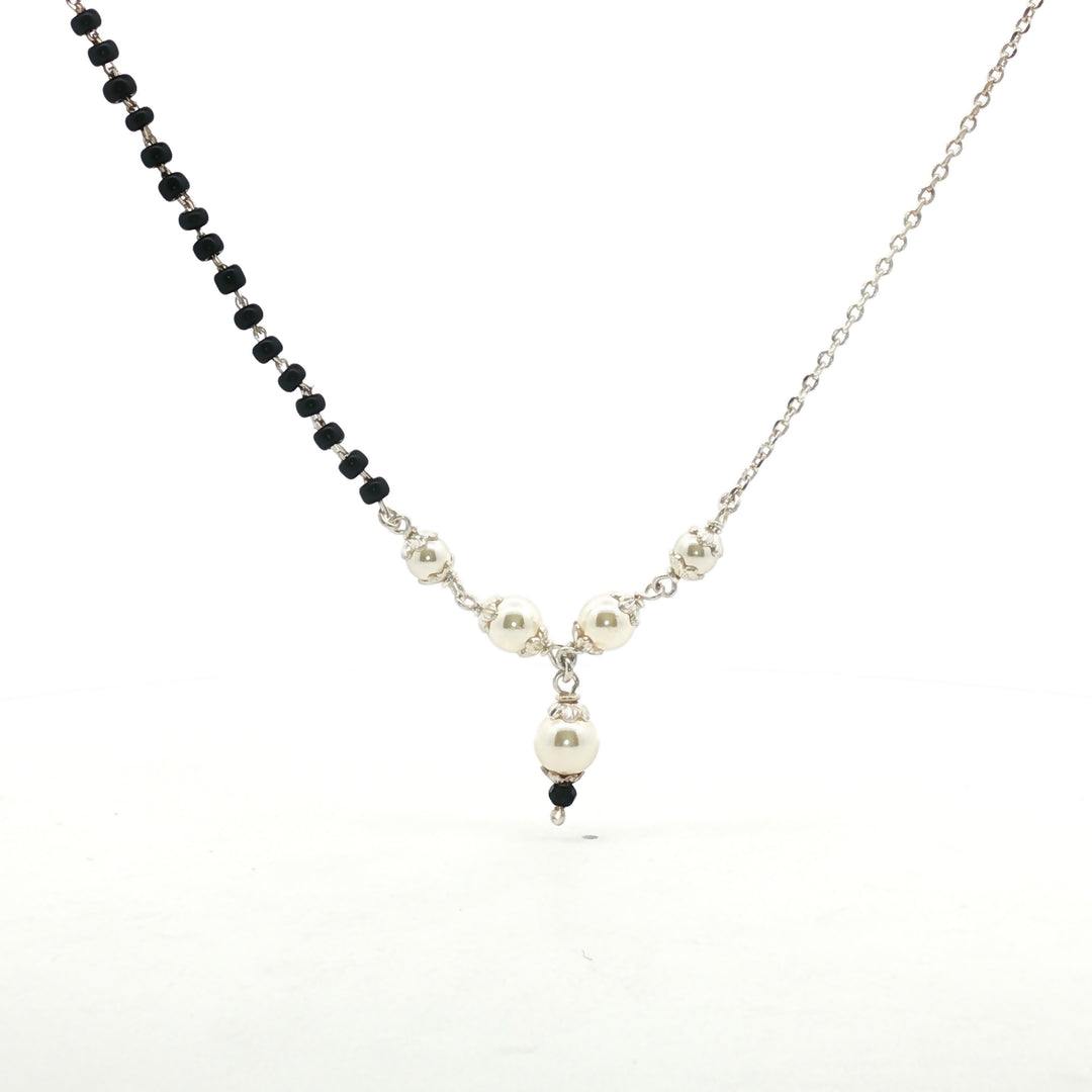 Pearl Mangalsutra in 925 Sterling Silver Rhodium Plated 17 inches