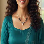 Stylish Crystal Mangalsutra in 925 Sterling Silver Rhodium Plated 9 inches