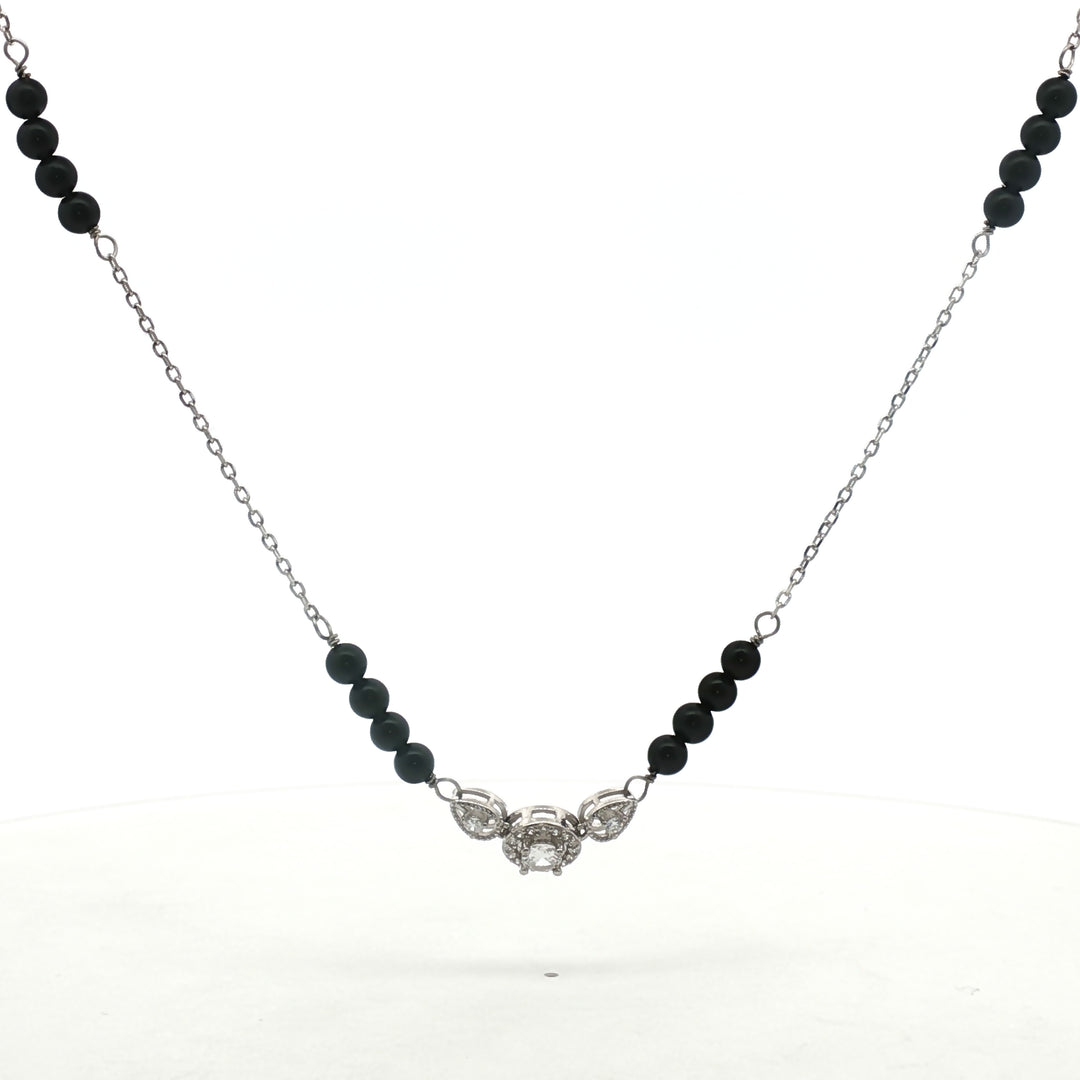 Luxury 925 Silver Mangalsutra with Antique Diamond Design