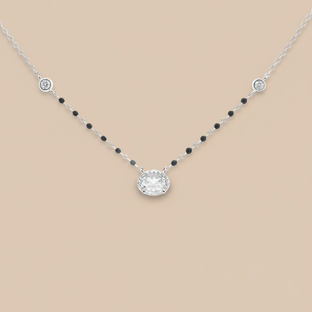 Stylish Mangalsutra in 925 Sterling Silver Rhodium Plated 9 inches