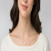 925 Sterling Silver Plated Stones Mangalsutra in Rhodium Plated 9 inches