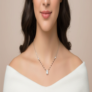 925 Sterling Silver Plated Stones Mangalsutra in Rhodium Plated 9 inches