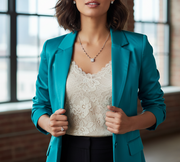 925 Sterling Silver Plated Stones Mangalsutra in Rhodium Plated 9 inches