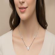 925 Sterling Silver Triangle Stones Mangalsutra in Rhodium Plated 9 inches