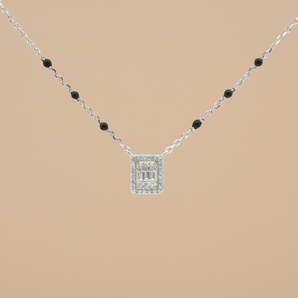 Stylish Mangalsutra in 925 Sterling Silver Rhodium Plated 9 inches