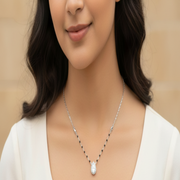 Waterdrop Pear Shape Mangalsutra in 925 Sterling Silver Rhodium Plated 9 inches