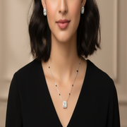 Mangalsutra With Earring in 925 Sterling Silver Rhodium Plated 9 inches