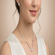 Mangalsutra With Earring in 925 Sterling Silver Rhodium Plated 9 inches