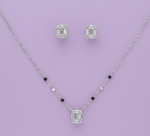 Load image into Gallery viewer, Mangalsutra With Earring in 925 Sterling Silver Rhodium Plated 9 inches
