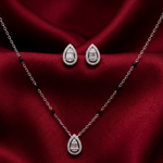 Load image into Gallery viewer, Mangalsutra With Earring in 925 Sterling Silver Rhodium Plated 16 inches