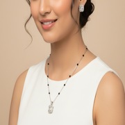 Mangalsutra With Earring in 925 Sterling Silver Rhodium Plated 9 inches