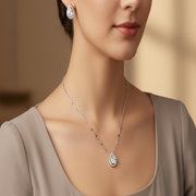 Mangalsutra With Earring in 925 Sterling Silver Rhodium Plated 9 inches