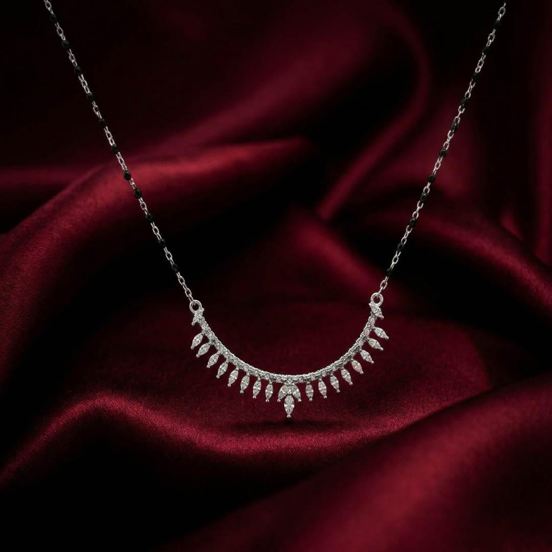 Stylish Mangalsutra in 925 Sterling Silver Rhodium Plated 18 inches