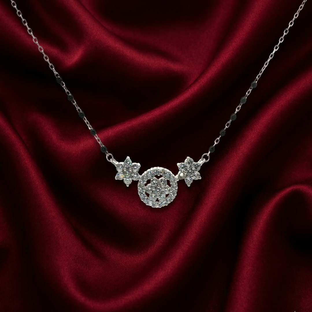 Elegant 925 Silver Antique Star Diamond Mangalsutra
