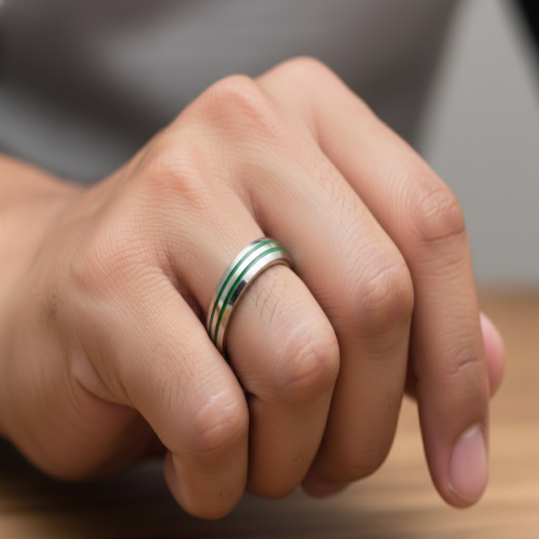 Eternity Band 925 Sterling Silver Men's Ring