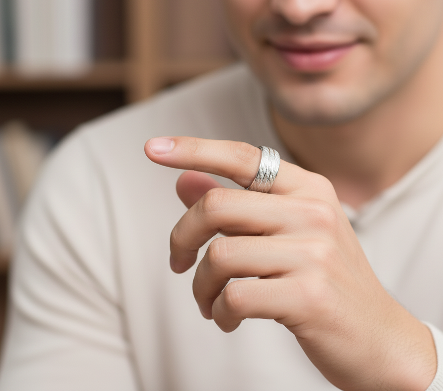 Eternity Band 925 Sterling Silver Men's Ring