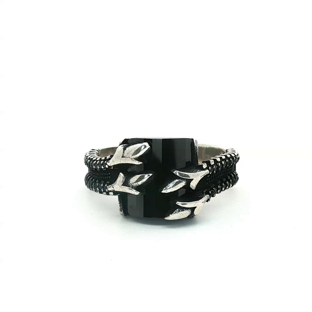 Black 925 Sterling Silver Men's Ring