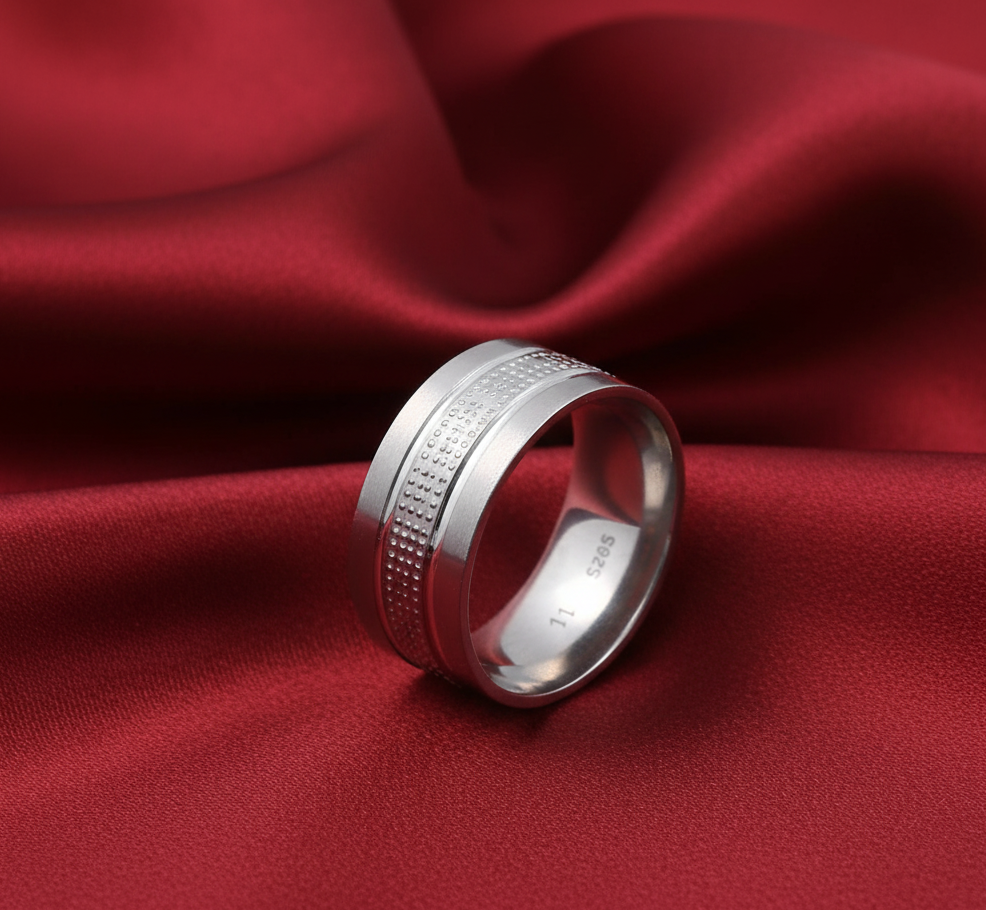 Eternity Band 925 Sterling Silver Men's Ring