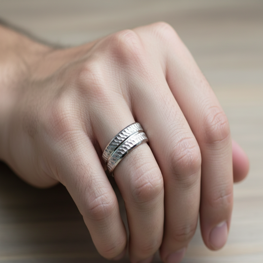 Eternity Band 925 Sterling Silver Men's Ring