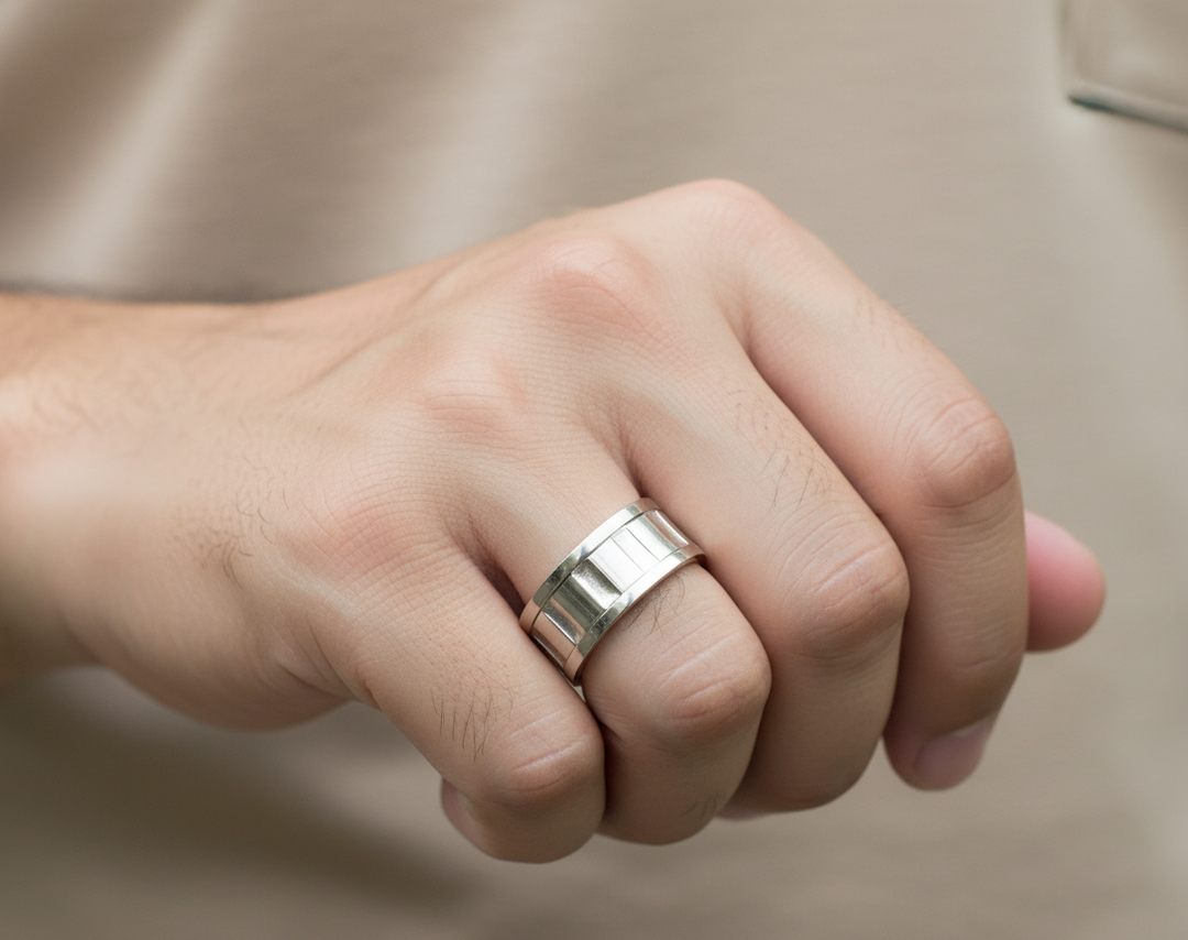 Eternity Band 925 Sterling Silver Men's Ring