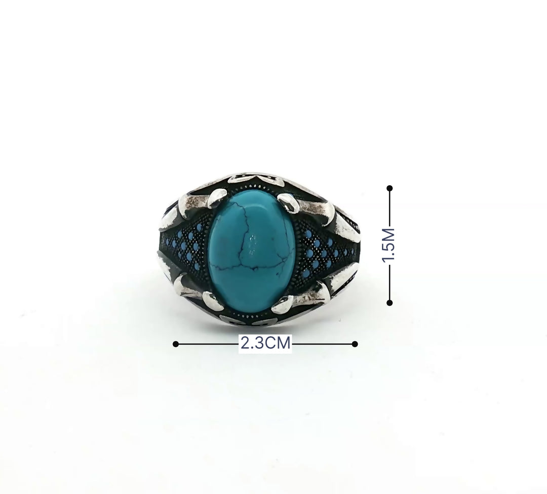 Blue Stone 925 Sterling Silver Men's Ring