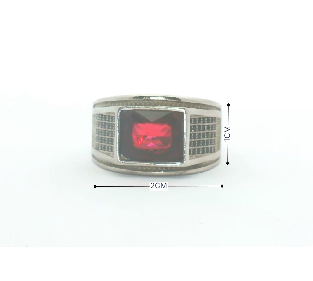 Triad Red Stone 925 Sterling Silver Men's Ring