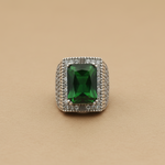Load image into Gallery viewer, Green Stone 925 Sterling Silver Men&#39;s Ring
