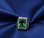 Load image into Gallery viewer, Green Stone 925 Sterling Silver Men&#39;s Ring
