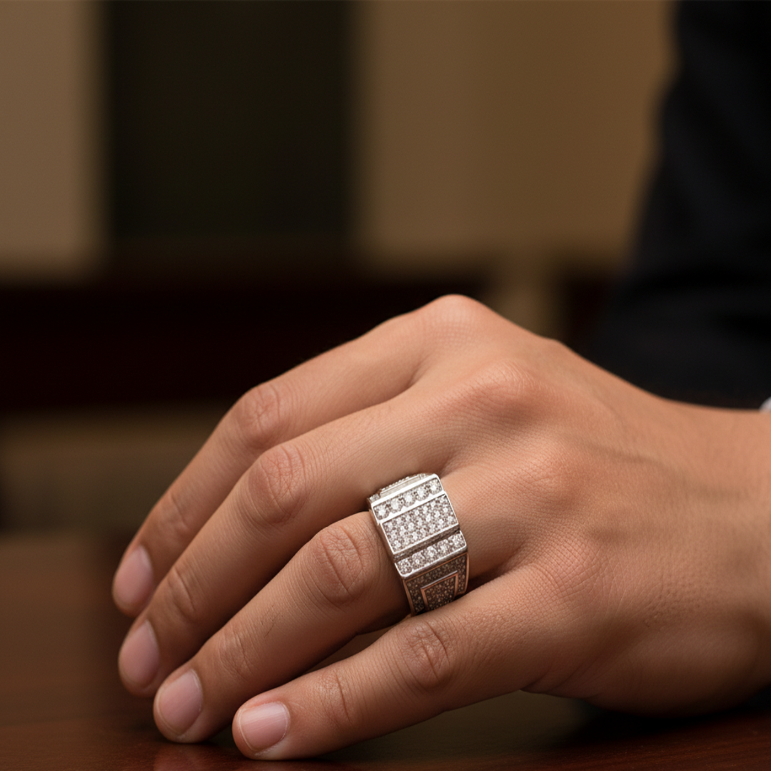 Zeus Verte 925 Sterling Silver Men's Ring