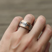 Hand Made Black Horse 925 Sterling Silver Men's Ring
