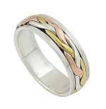 Load image into Gallery viewer, Triad Celtic 3 Tone 925 Sterling Silver Men&#39;s Ring
