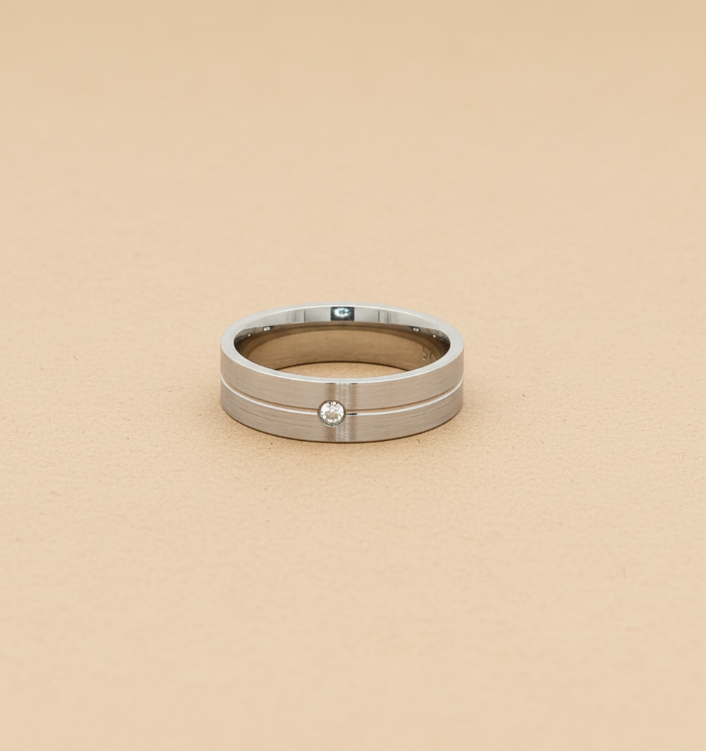 925 Sterling Silver Singal Dimiond Wedding Men's Ring