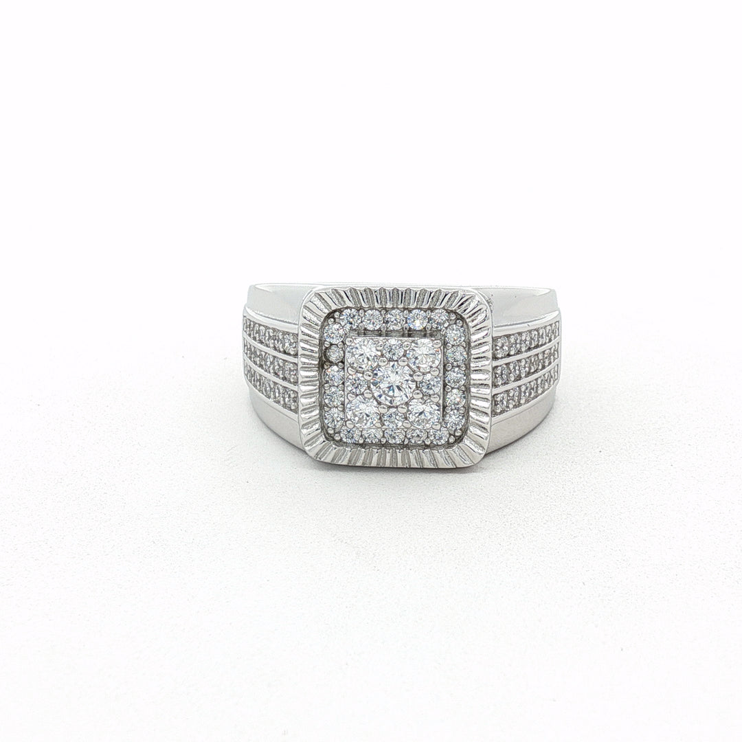 925 Sterling Silver Hip-Hop Style Cluster Ring for Men