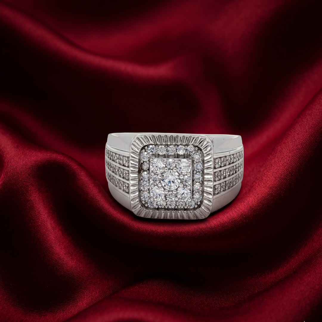 925 Sterling Silver Hip-Hop Style Cluster Ring for Men