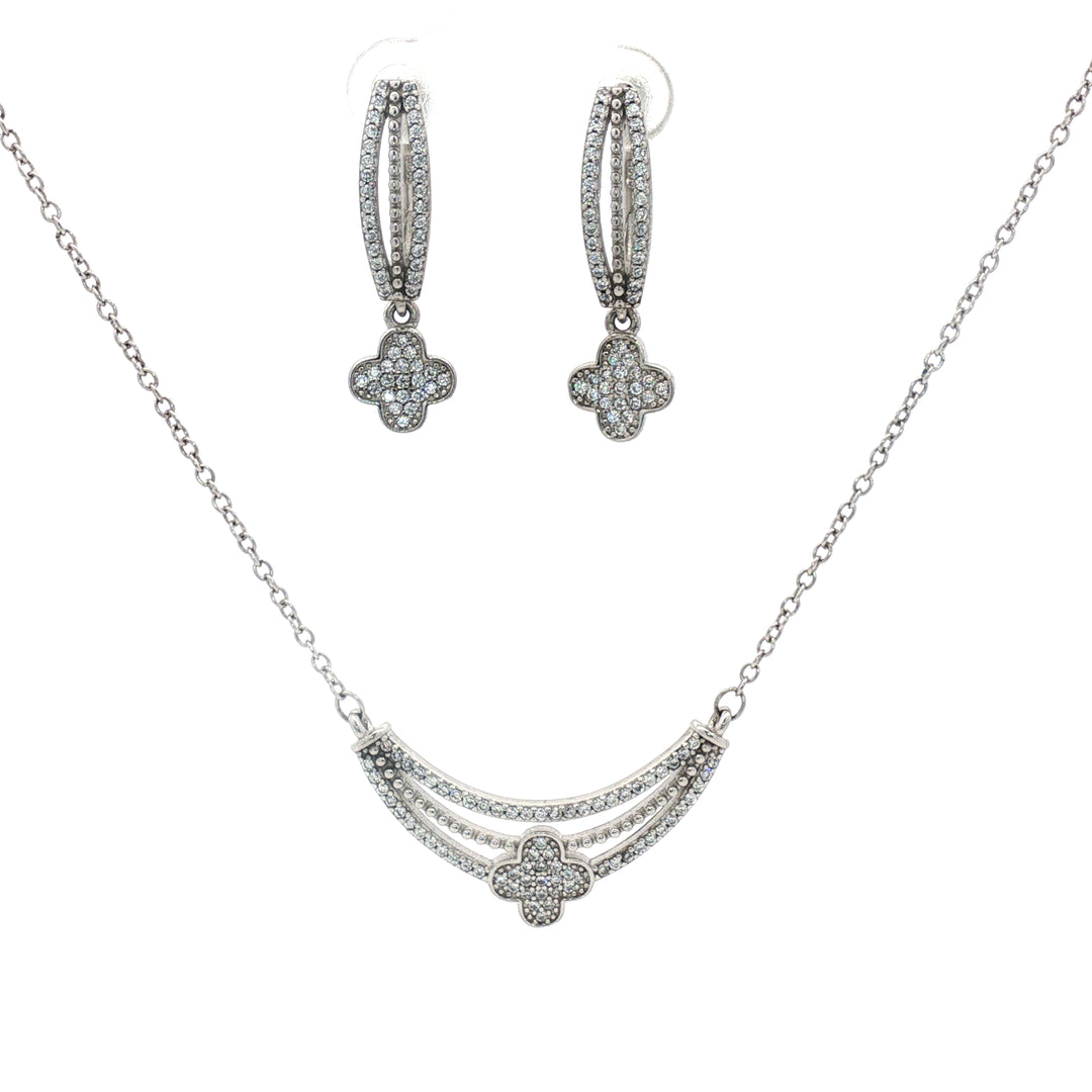 Premium 925 Silver Necklace & Earrings Set for Women